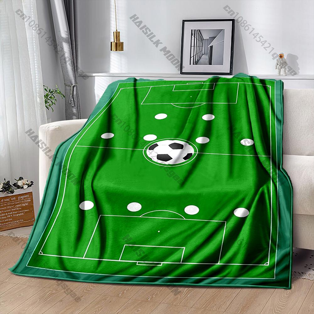 Green Field Football Tactical Print Blanket, Home Sofa Chairs Bed Decor Blanket Football Lovers Gift Blanket Next Day Shipping
