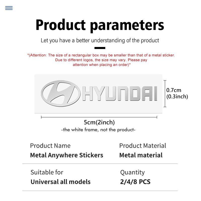 Car Emblem 3D Metal Anywhere Badge Decal Decoration Stickers For Hyundai Genesis N-LINE I10 I20 I30 I40 IX20 IX35 Kona Tiburon MM15