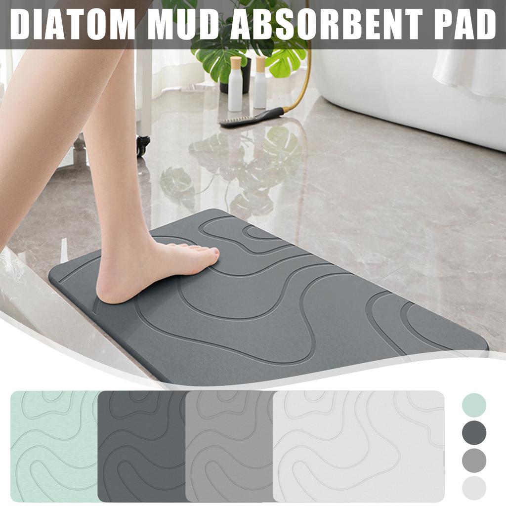 Tappetino Da Bagno In Pietra Di Diatomite Kieselgur - 60x39x0,9 Cm, Antiscivolo, Asciugatura Rapida, Super Assorbente