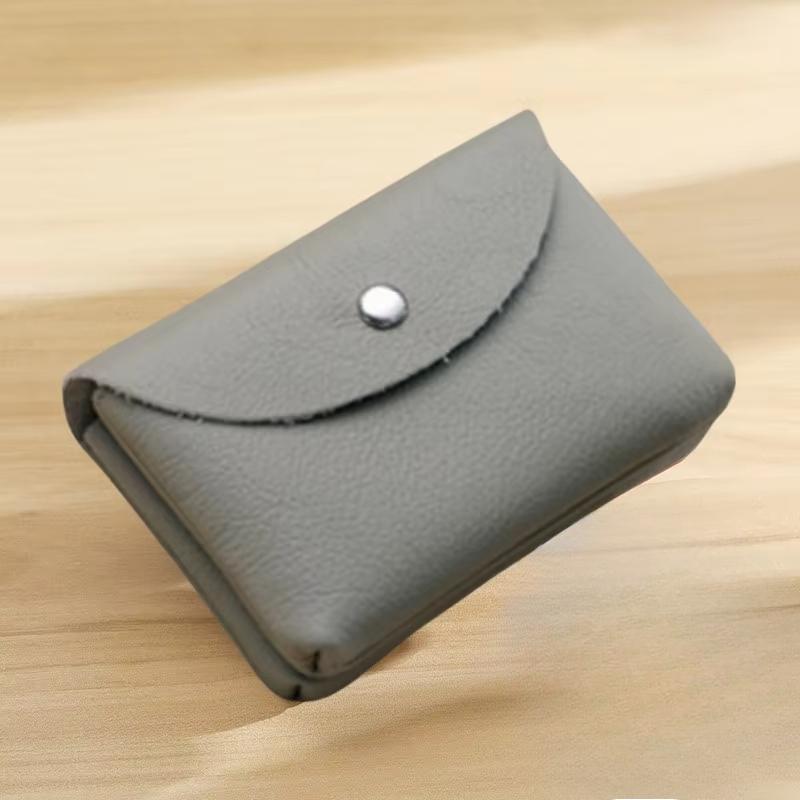 PU Leather Wallet Storage with Snap Button Minimalist Card Coin Check Receipt ID Tips Holder Organization PU Purse for Unisex