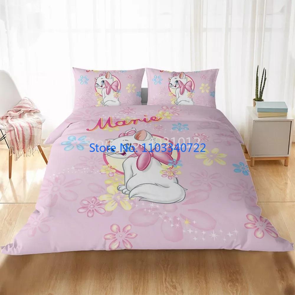 Cute Marie Cat Cartoon Bedding Sets Duvet Cover Set 3D Print Comforter Cover Bedclothes for Boy Girl Bedding Sets Bedroom Decor