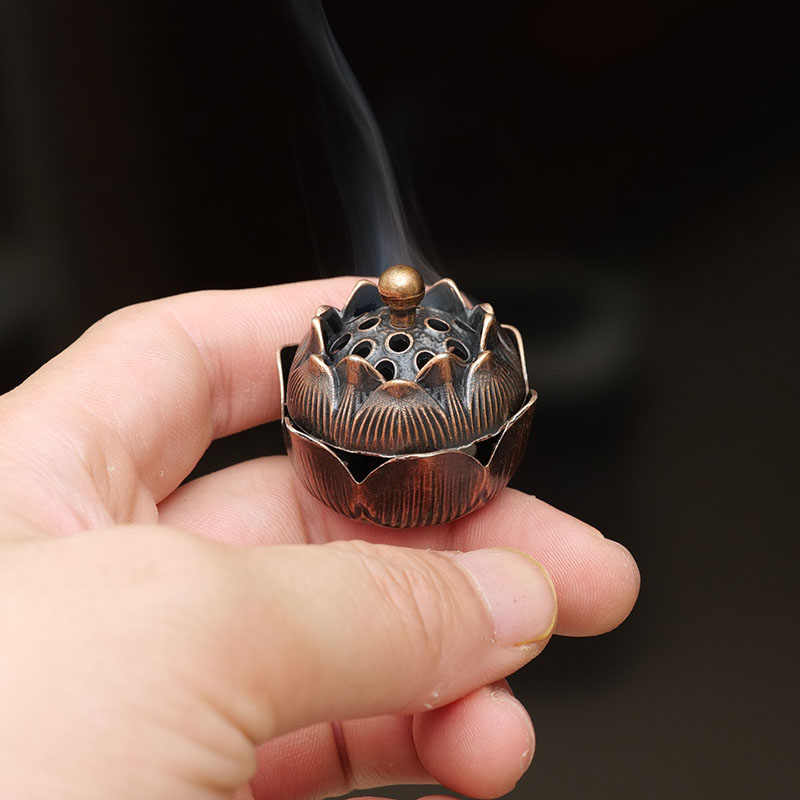 Buddhist Utensils Incense Burner Lotus Incense Censer Archaic Copper Alloy Sandalwood House Furnishings Home Office Decoration