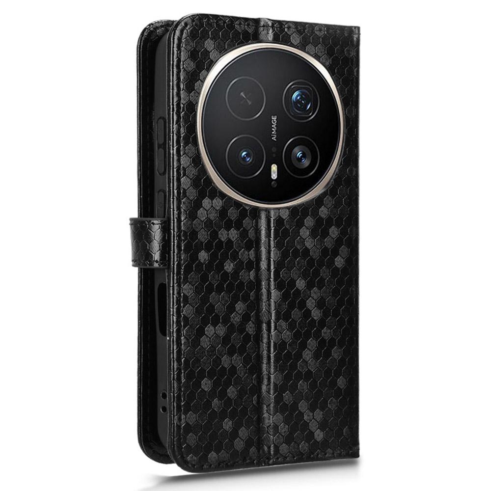 Etui Portfelowe do Honor Magic8 Pro 5G Wzór w Kropki Wytłaczane Pokrowiec ze Skóry PU ze Smyczką na Nadgarstek