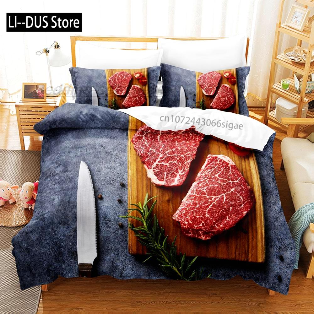 Beefsteak Bedding Set Single Twin Full Queen King Size Bed Set Aldult Kid Bedroom Duvetcover Sets 3D Print Gourmet Steak