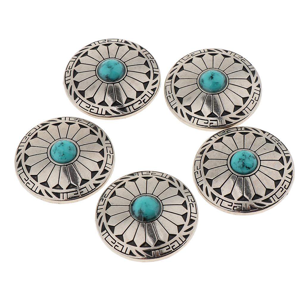 5 Pieces Round Floral Rivet Buttons with Case Back for Wallets