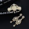 Gold Color Wedding Jewelry Brooch Earring Sets For Women Pins Bijoux Gift