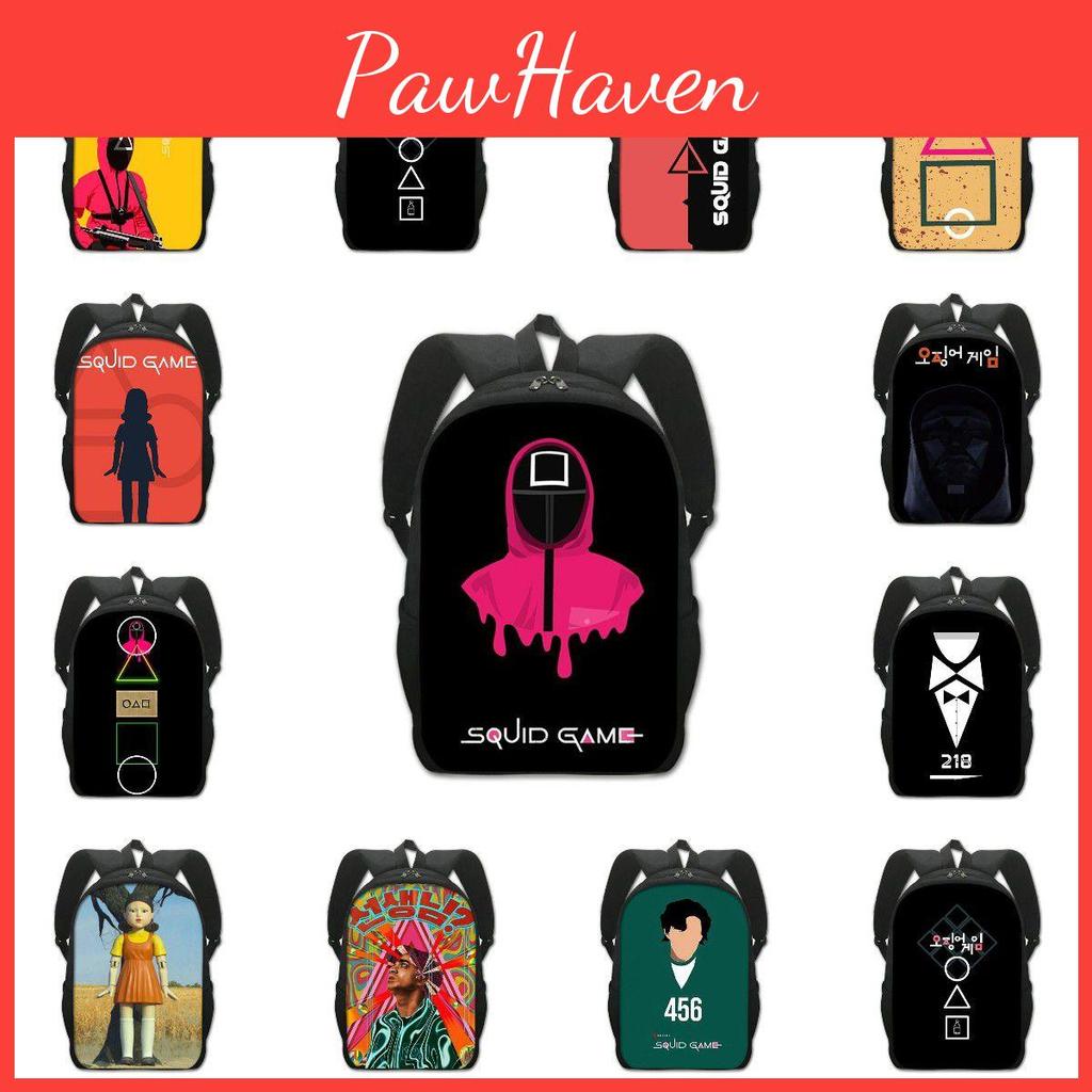 Squid Game Backpack Cartoon Schoolbag For Kids With Adjustable Shoulder Straps