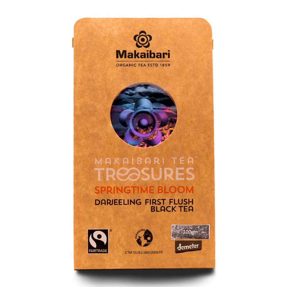 

Makaibari Tea Treasures Springtime Bloom First Flush Darjeeling Black Tea Loose Leaf Organic Brew 100 Gm Tea