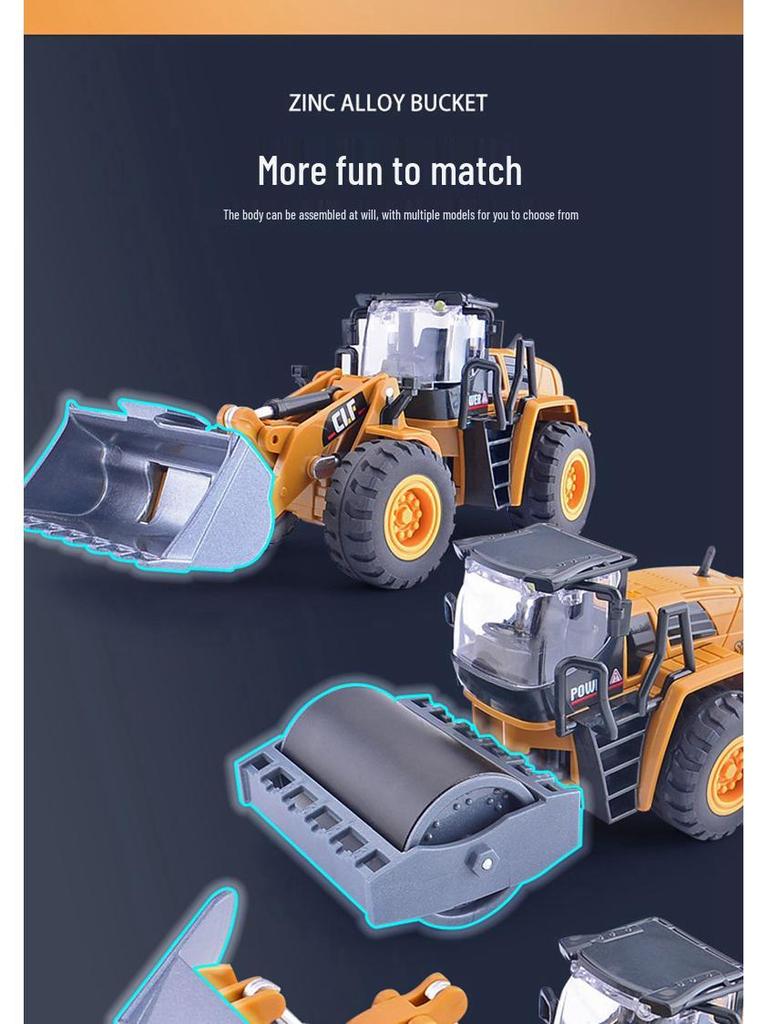 Car Cube 6103A Alloy Engineering Toy Vehicle: Road Roller, Snowplow, Bulldozer, Forklift