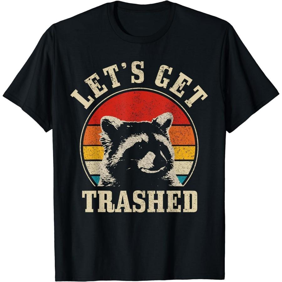 Berentoya Raccoon Lets Get Trashed Vintage Retro Racoon Funny T-Shirt XXXXXL разноцветный
