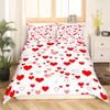 Red Love Heart Duvet Cover For Couples,Bow Romantic Bedding Set Valentines Day Loving Hearts Quilt Cover Wedding Comforter Cover
