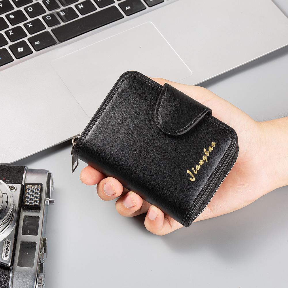 

JIANG BAO Business and Leisure Men s Card Bag Horizontal Zipper Buckle Organ Wallet European and American Style Leather Wallet