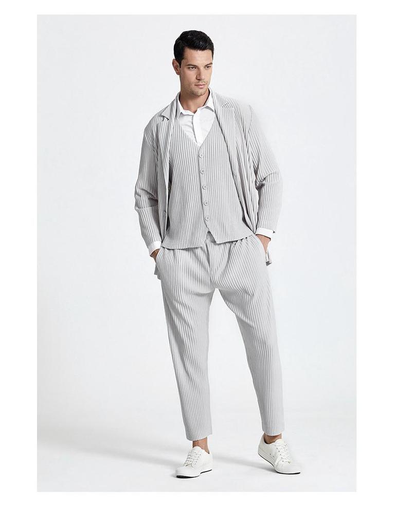 Men's Summer 2021 Pleated Casual Suit Jacket and Trench Cardigan