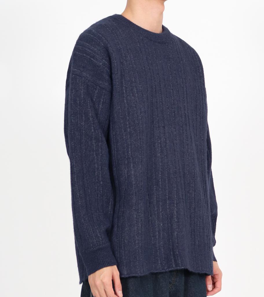 Beoteunseoul Ribbed Round Hem Cut Knit (Navy)