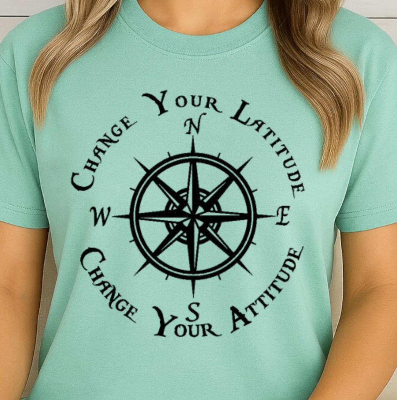 Buffett Inspired Tee | Change Your Latitude Change Your Attitude T-Shirt XL