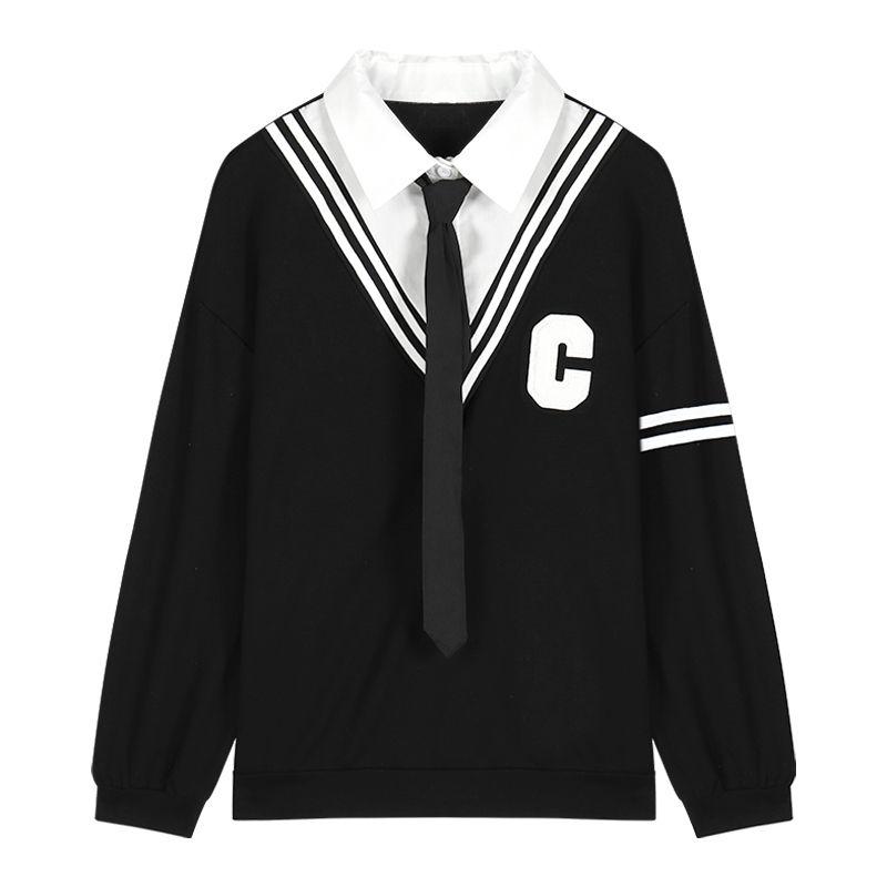 

Рубашка Amazon Лацкан Свитер Оверсайз Женская одежда Black 2XL