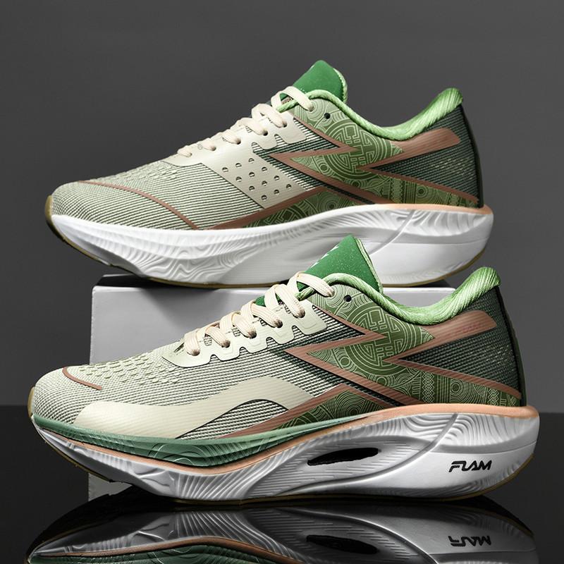 2025 New Student Sports Couple Popcorn + Carbon Board Running Shoes Mesh Large Size Lightweight Running Shoes