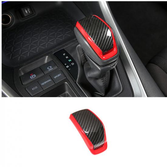 Red&Carbon fiber Car Gear Shift Knob Cover Trim For Toyota RAV4 -