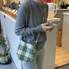 Portable Vintage Check Crossbody Bag Cute Sweet Shoulder Bag Cloth Handbag Girls