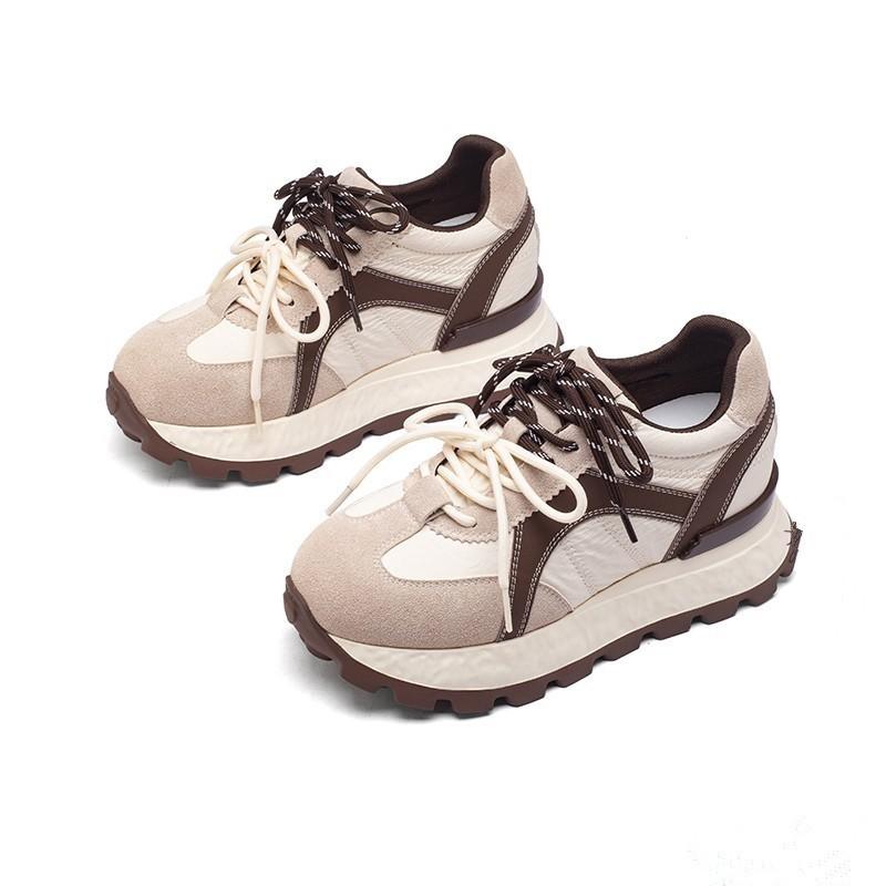 2025 autumn new German training shoes waterproof table fashion casual shoes autumn ins women's shoes round head height increase Forrest Gump shoes