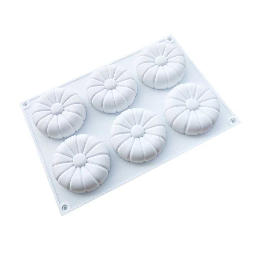 1 Pc Baking 6 Even Sunflower French Mousse Dessert Cake Mold Chrysanthemum Hemp Mold Chocolate Silicone Candle Mold