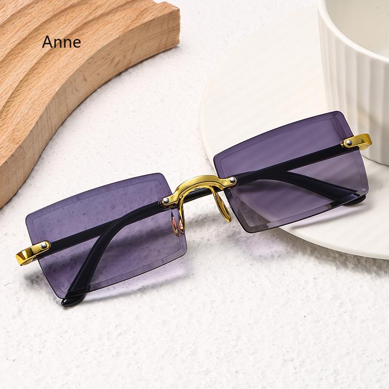 1PC Unisex Plastic Square Frame Fashio Rimless Sunglasses for Outdoor Beach Party Metal Ins Trendy Sunglasses Gafas De Sol Mujer