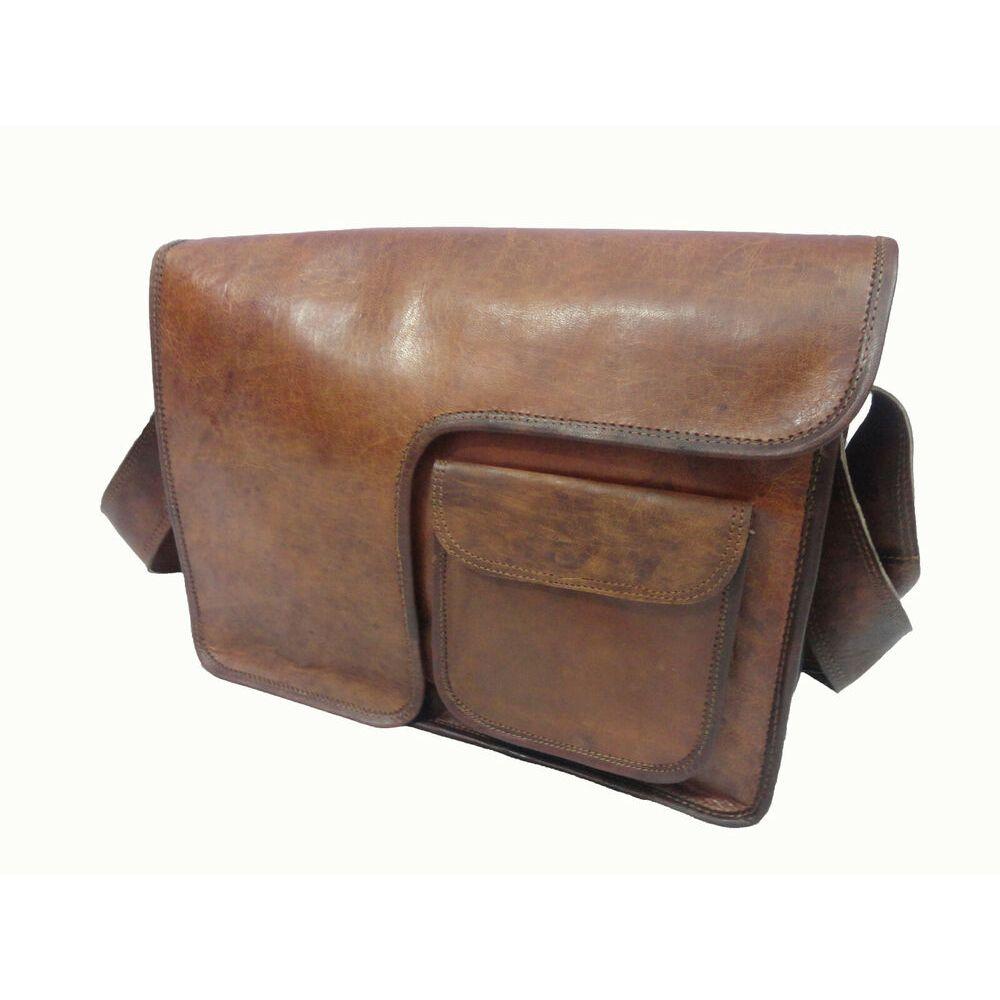 18-дюймовая винтажная кожаная сумка через плечо для офиса и колледжа — фото 3