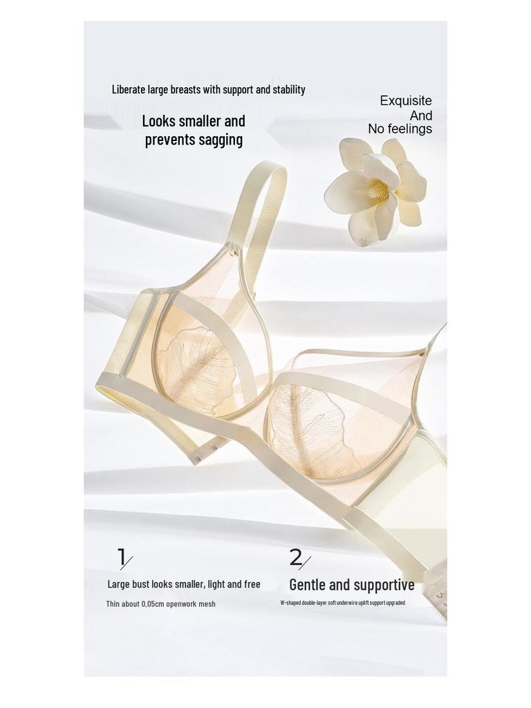 Sugar Grain Ultra-Thin Plus Size Bra: Enhances Bust, Gathers Underarm Fat, Prevents Sagging, Sexy Fit for Women