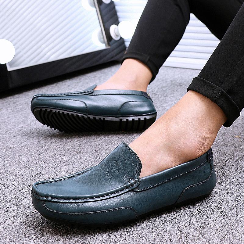 New men's casual shoes, leather shoes, large size soft-soled lazy Doudou shoes