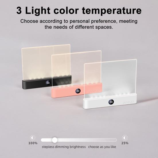 Průhledná lampička na čtení Stmívatelná 3 barvy Časovač Klipová lampička na knihu k posteli Dobíjecí Péče o oči Lampička na knihu Dárek pro čtenáře Děti Ženy Muži