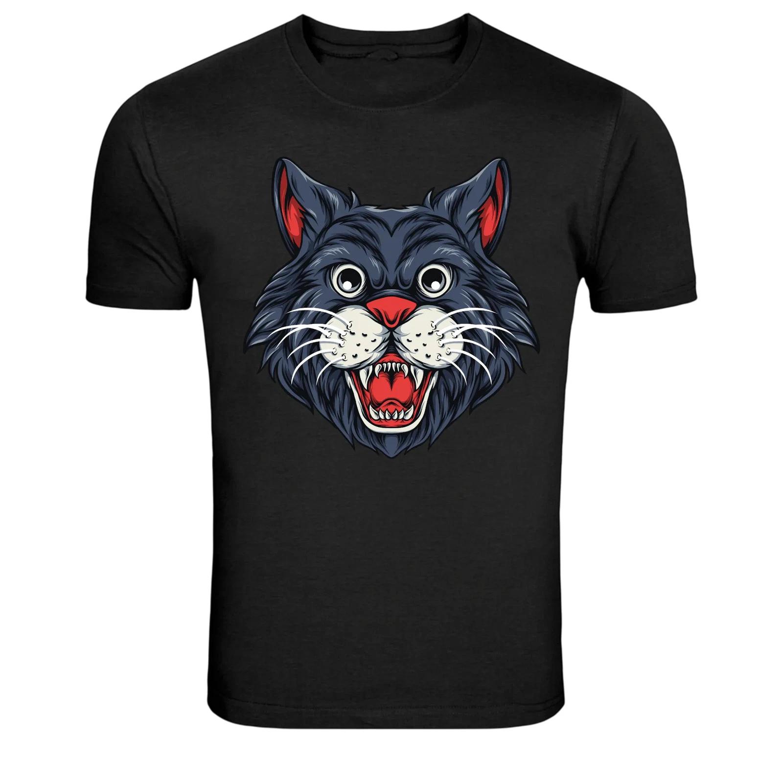 Angry Wild Cat Head Graphic T Shirt Fierce Animal Tee 2XL