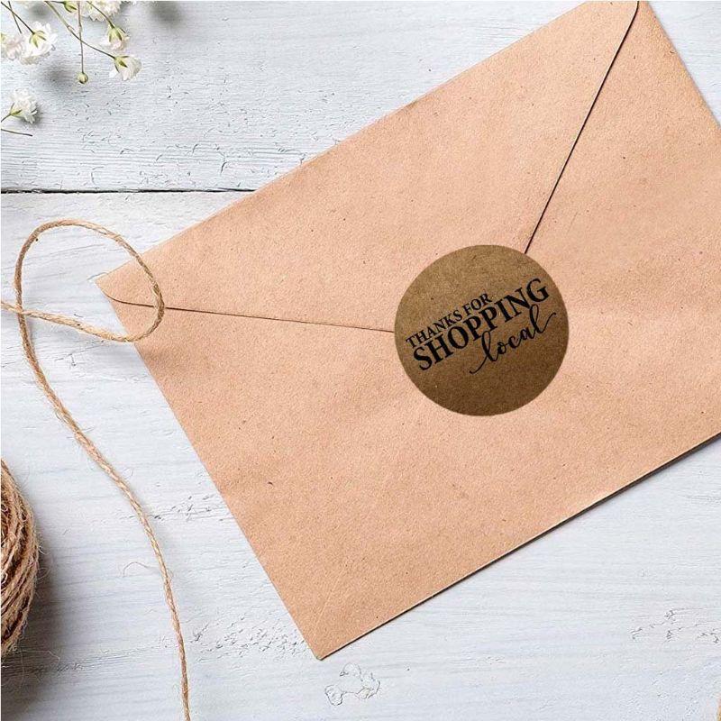 85AD 500pcs Kraft Paper Thanks for Shopping Local Stickers Round Seal Labels Scrapbooking Stationery Decor