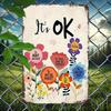 Pc Vintage Floral Positive Affirmations Wall Decor Its Okay Motivational Metal Sign with SelfCare Quotes Pastel Floral