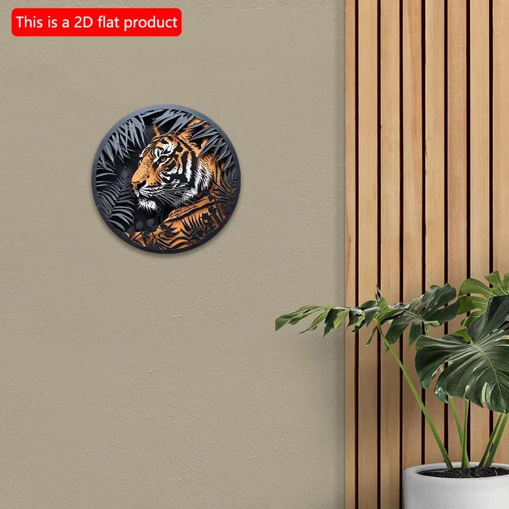 2d flat 20*20cm Wooden Sign, Creative Tiger Pattern Wooden Sign Decor, Home Decor, Wall Decoration, for Home, Kitchen, Garden, Bedroom, Bar Decor.