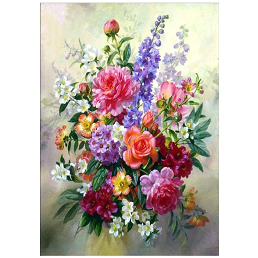 

Повний 5D Diy Алмазний живопис Різні квіти Мозаїка Вишивка Вишивка хрестиком Домашній декор Ручна робота Подарунок 30x40cm