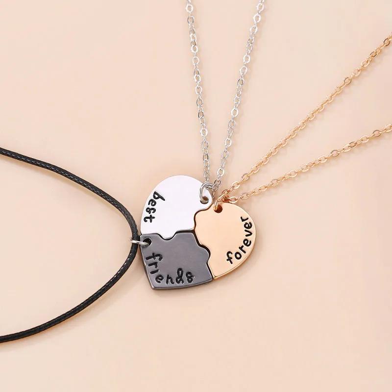 Lovecryst 3 Piezas/set Colgante de Sol Luna Estrella Collar Mejor Amiga Bff Amistad Collar de Pareja Joyería de Moda