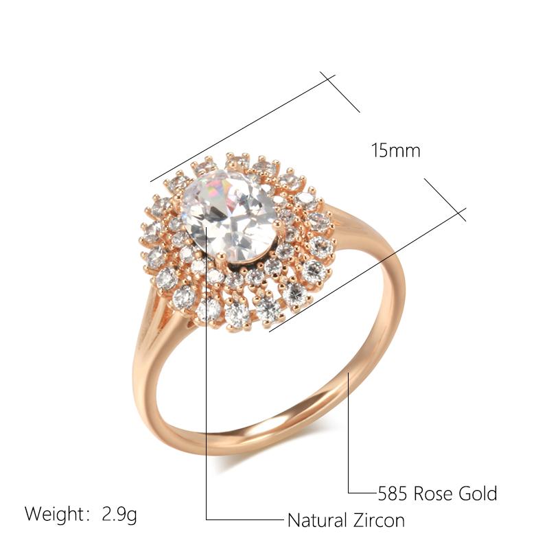 Rose Gold Bold Big Wedding Rings For Bridal Women Micro Wax Inlay Natural Zircon Ring High Quality Daily Fine Jewelry