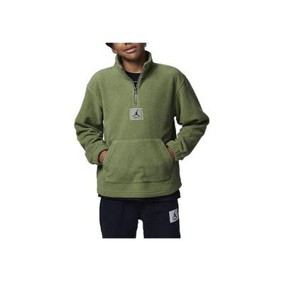 Jordan MJ Essentials Uni Kleur Opstaande Kraag Halve Rits Fleece Casual Sweatshirt Kinderen tops Groen FZ1806-365