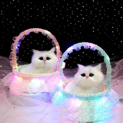 Talking Kitten Plush with Lights & Sequins: Simulated Cat In Basket, Perfect Gift for Girlfriend