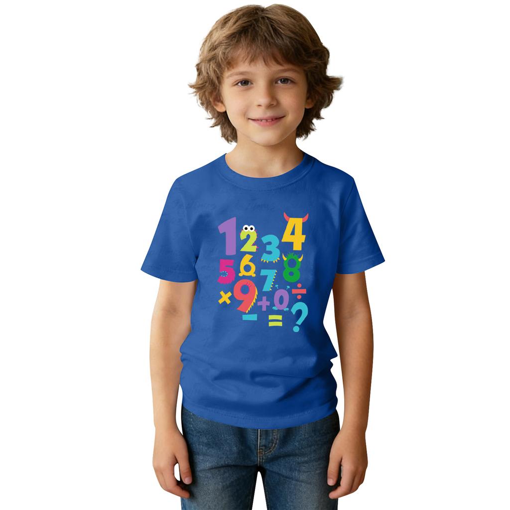 Fashionable Round Neck Short Sleeve Work Clothes Printed Tops For KID Summer Tops