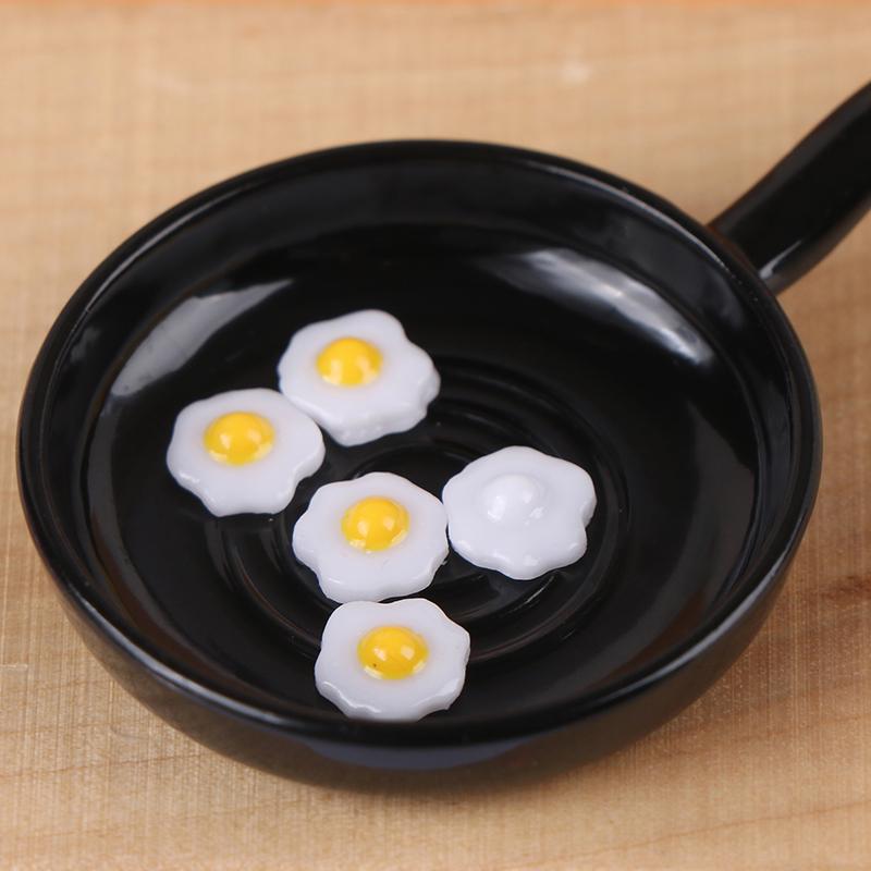 1/12 Dollhouse Simulation Fried Egg Frying Pan Set Dollhouse Miniature Kitchen Decoration Dolls House Accessories