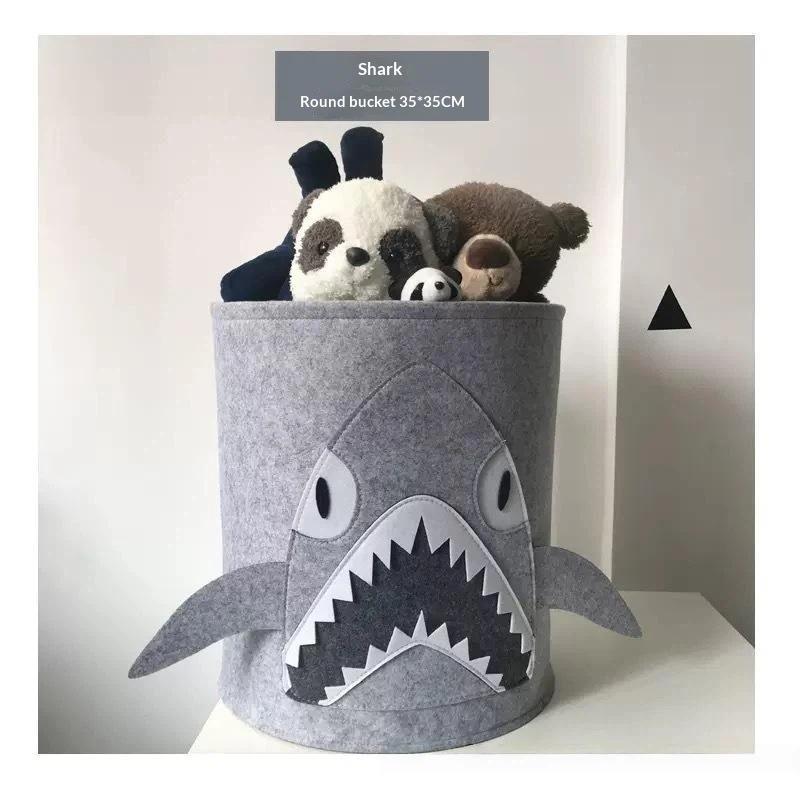 Cute Cartoon Animal Felt Storage Basket Large Capacity Foldable Laundry Hamper for Kids Bedroom Toy Organization