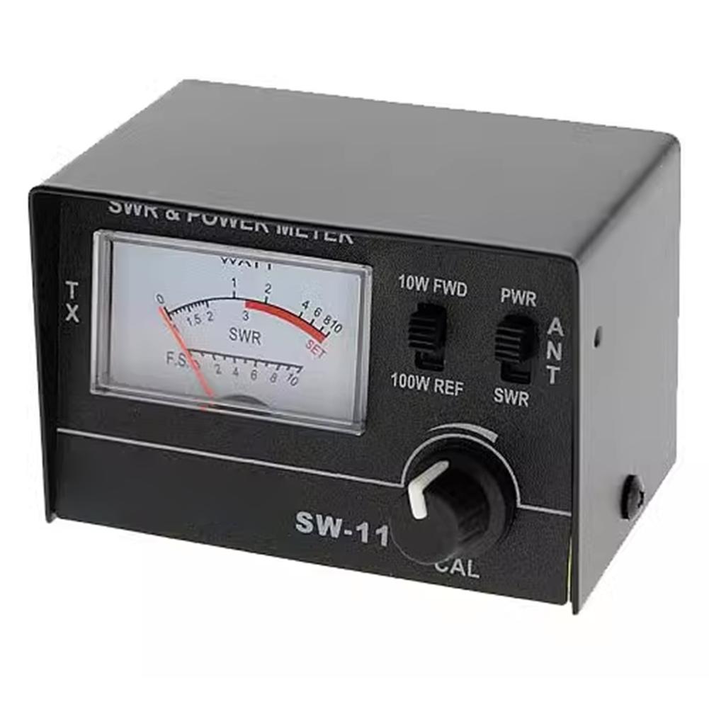SW111 VSWR and Power Meter 100W for CB Radio Antennas Analog Meter with 10W and 100W Power Switches and Rear Mounted Connectors