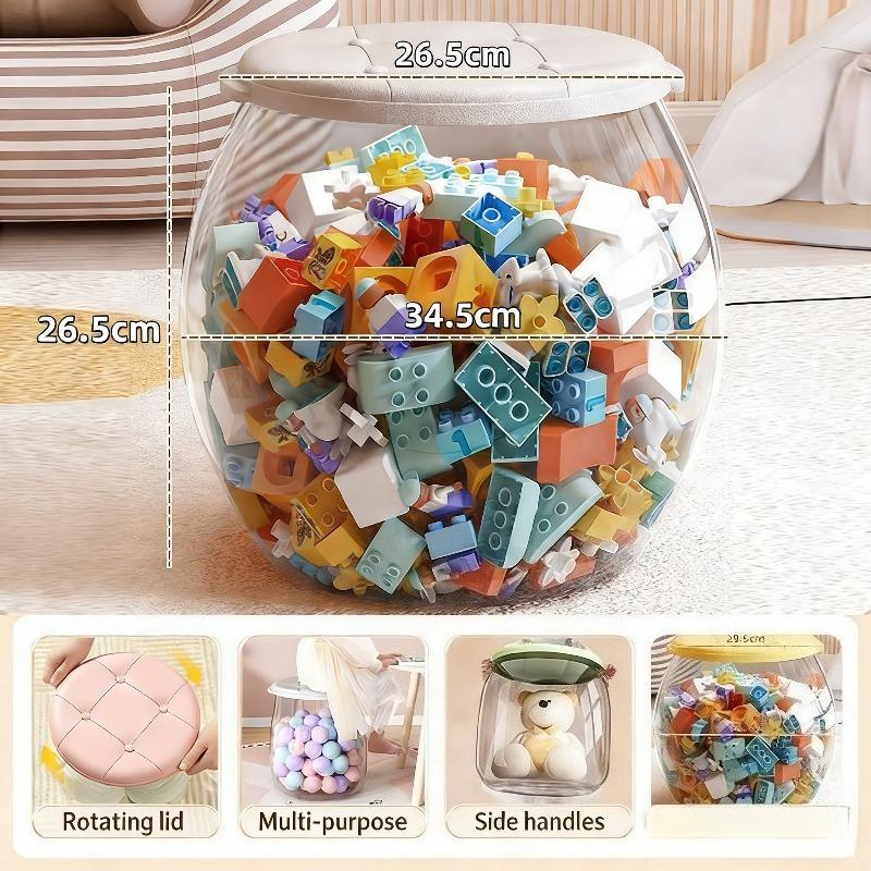 Doll Storage Bucket Toy Storage Stool Transparent Organiz Tube Multi-purpose Large Capacity with Handle Sitt Chang Shoes Stool