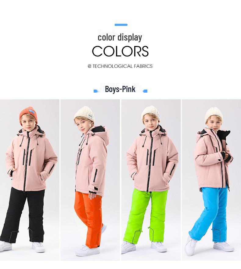 2023 Winter Children's Waterproof Ski Suit - Unisex Hooded, Breathable, and Insulated Jacket