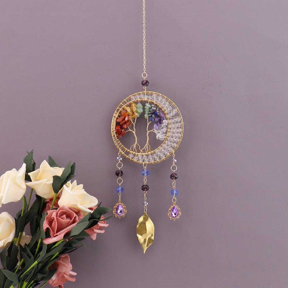 Handmade Sunlight Crystal Dream Catcher: Rainbow Wind Chime Pendant for Girl's Room Gift