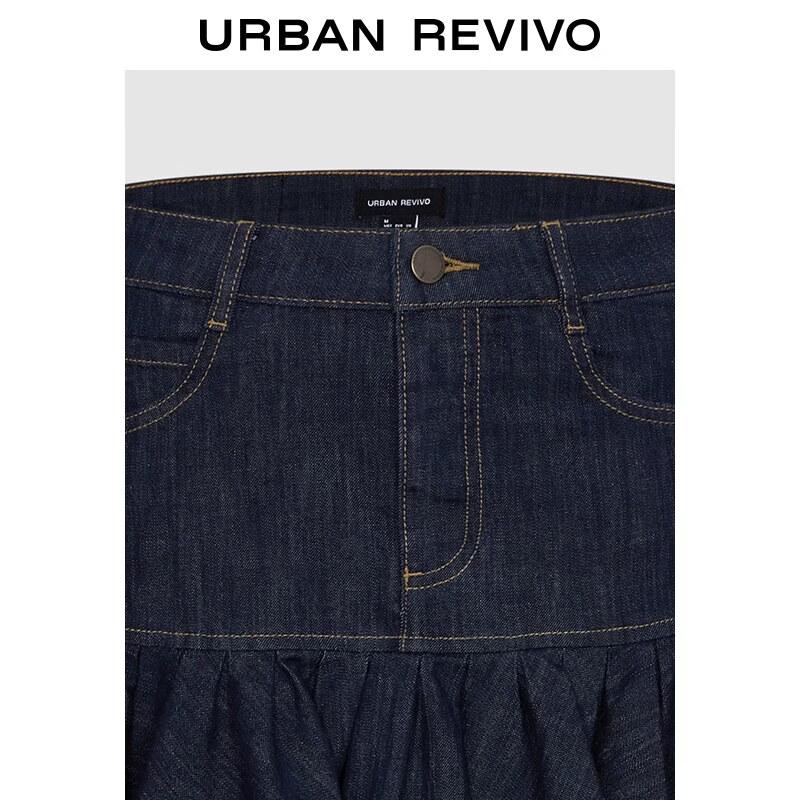 UR2026 Women's Classic Pleated Denim Skirt