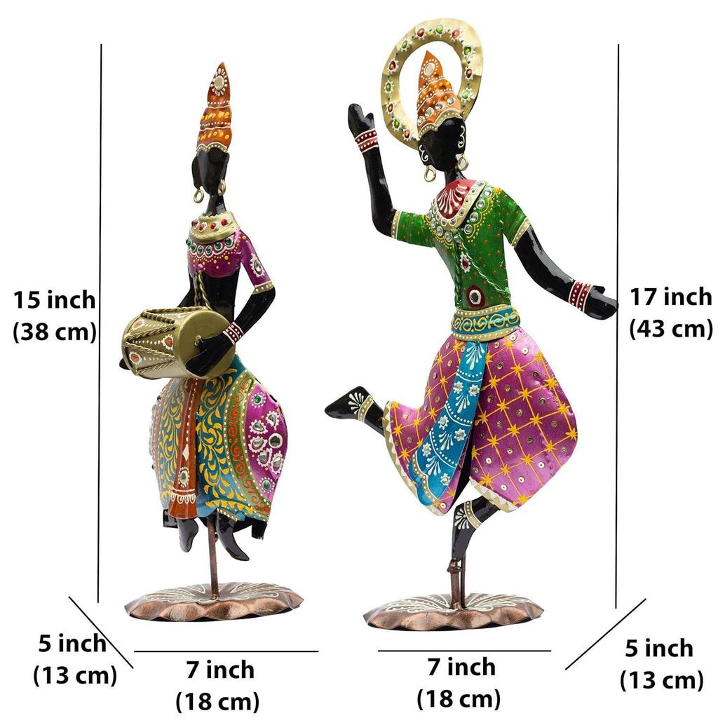 Exquisite Handcrafted Antique Dancer Figurines – Traditional Indian Folk Dance Showpieces for Elegant Home Decor and Cultural Gifts