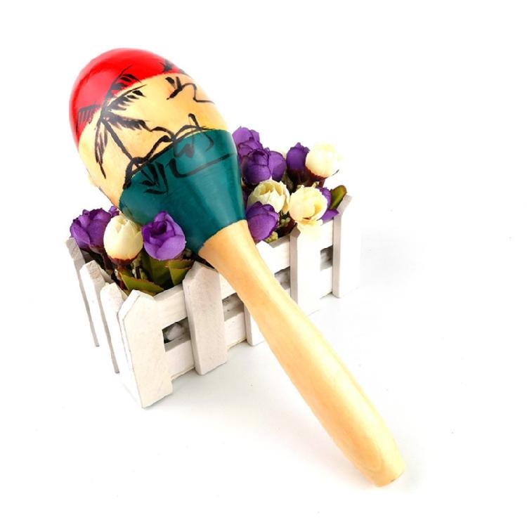 Educational Percussion Musical Instrument Kid Percussion Toy Sand Hammer Shaker with Beautiful Patterns, Wood Maracas