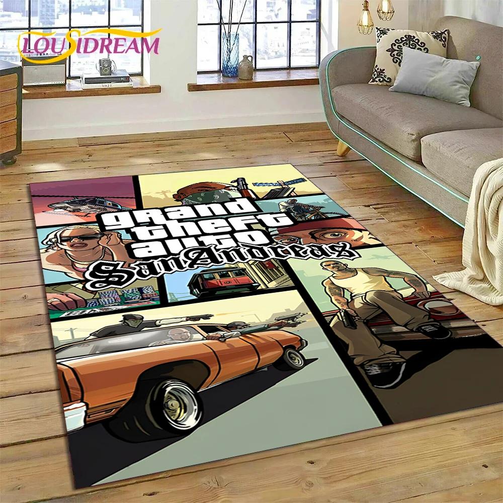 3D GTA Game Grand Theft Auto Gamer Rug Carpet for Living Room Bedroom Home Decor,Floor Mat Non-slip Decoration for Sofa Doormat